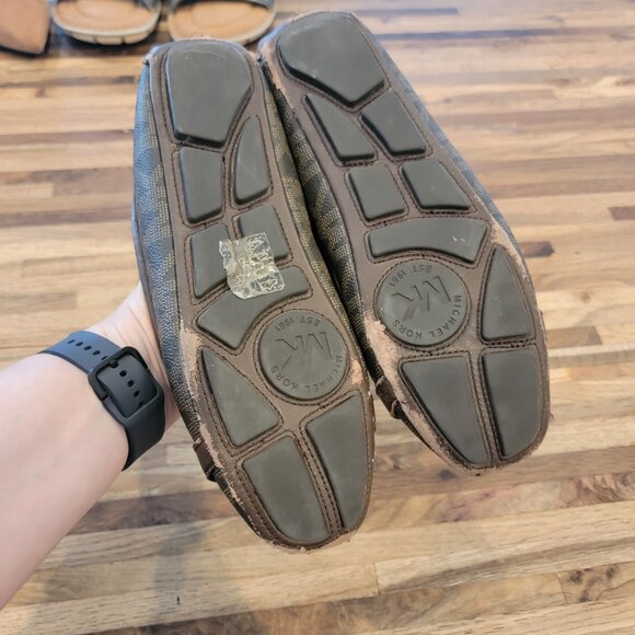 MK Michael Kors Fulton Moccasin Brown Monogram Flat Slip On Shoes - Picture 11 of 16